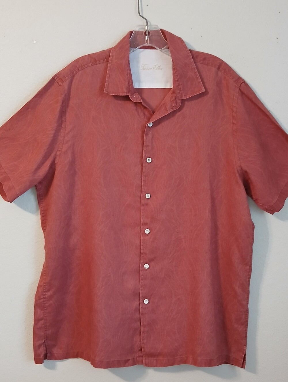 Tasso Elba Short Sleeve Linen Camp Shirt Size Large Resortwear
